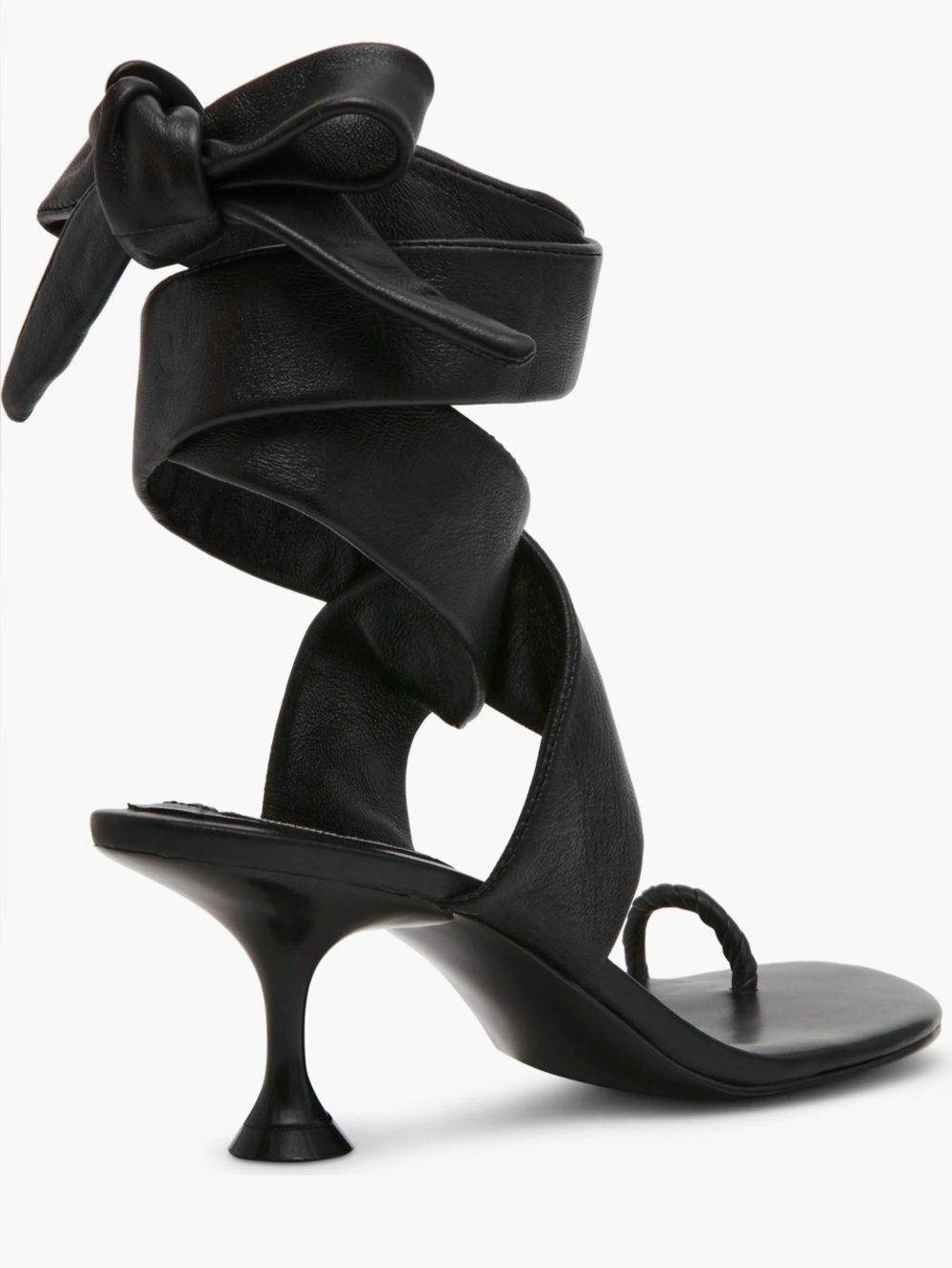 Black Wrap-Ankle Heeled Sandal